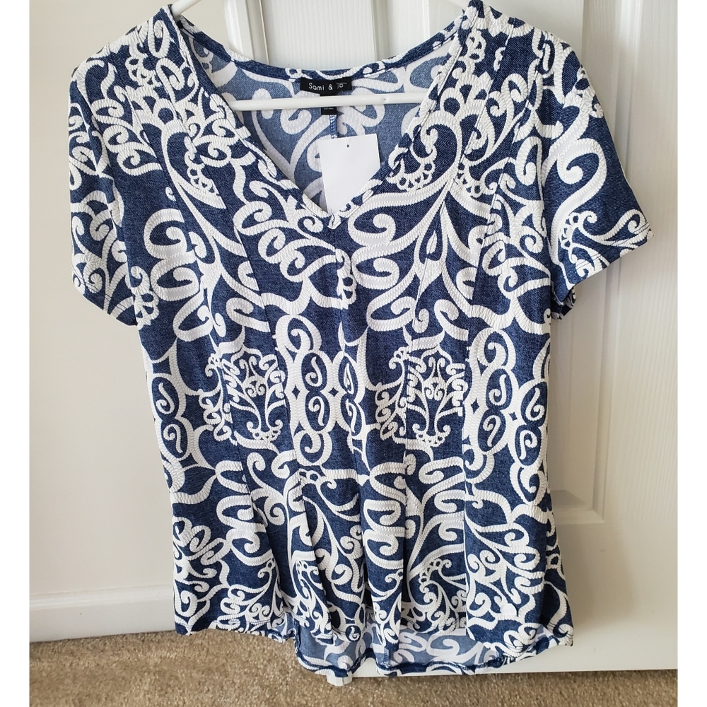 NWT Printed Peplum Blouse M